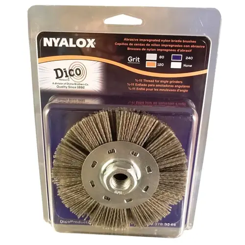 Wheel Brush, 4-1/2 in Dia, 5/8-11 Arbor/Shank, Nyalox Bristle Gray