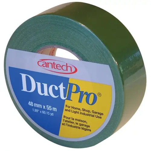 DUCTPRO 39707 Duct Tape, 55 m L, 48 mm W, Polyethylene Backing, Green