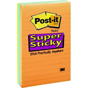 POST-IT 4645-35SAN Super Sticky Note, Assorted Neon