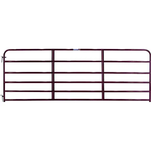 Tube Gate, 14 ft W Gate, 50 in H Gate, Steel Frame, Red
