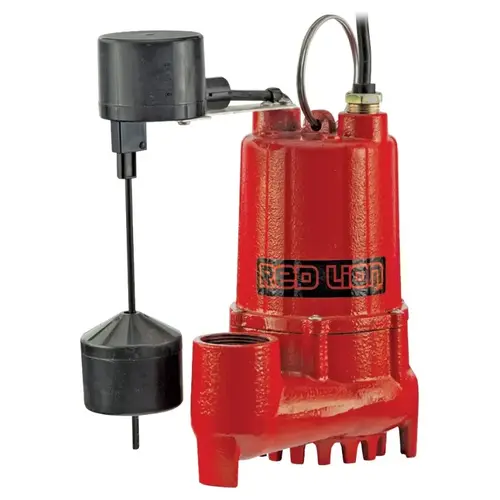 Sump Pump, 1-Phase, 5.3 A, 115 V, 1/2 hp, 1-1/2 in Outlet, 28 ft Max Head, 4300 gph, Cast Iron