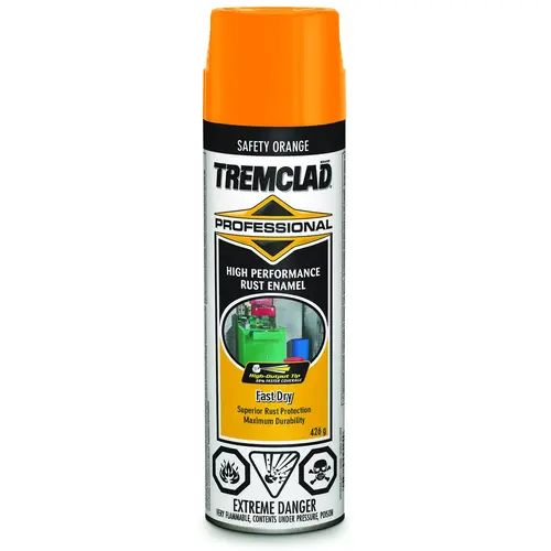 TREMCLAD Rust Enamel Paint, Gloss, Safety Orange, 426 g, Aerosol Can - pack of 6 TREMCLAD Rust Enamel Paint, Gloss, Safety Orange, 426 g, Aerosol Can - pack of 6
