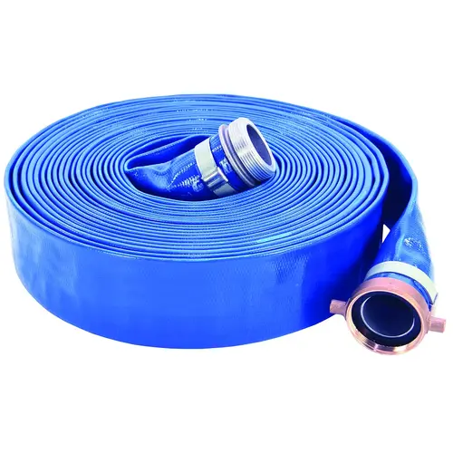 Discharge Hose, 2 in ID, 50 ft L, Male x Female, PVC, Blue Discharge Hose, 2 in ID, 50 ft L, Male x Female, PVC, Blue