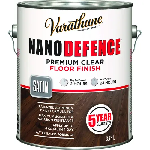 NANO DEFENCE Premium Floor Finish, Satin, Liquid, Clear, 3.78 L, Can - pack of 2