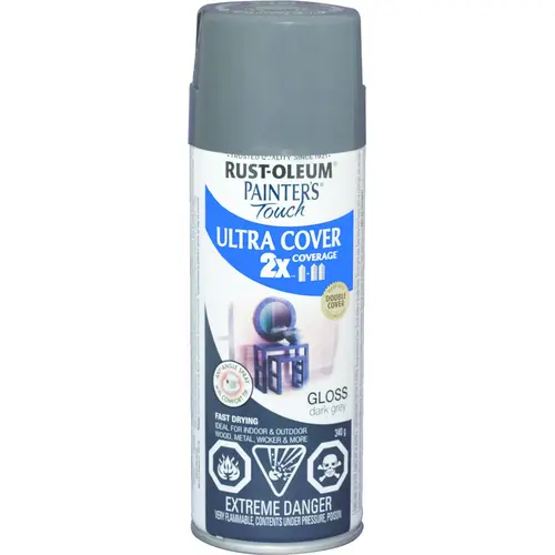 PAINTER'S Touch Spray Paint, Gloss, Dark Gray, 340 g, Aerosol Can PAINTER'S Touch Spray Paint, Gloss, Dark Gray, 340 g, Aerosol Can