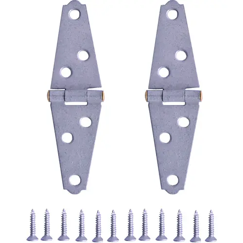 Strap Hinge, 1.2 mm Thick Leaf, Steel, 180 Range of Motion Galvanized/Brass - pack of 2