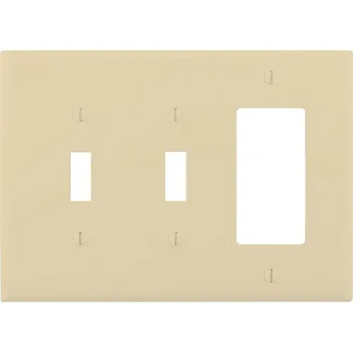 Combination Wallplate, 4-7/8 in L, 6-3/4 in W, 3 -Gang, Polycarbonate, Ivory