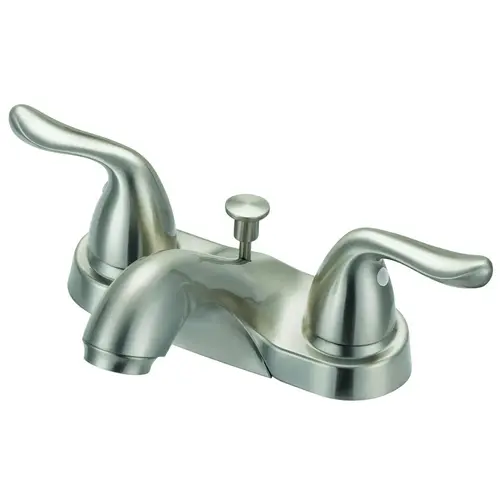 Lavatory Faucet, 1.2 gpm, 2-Faucet Handle, 3-Faucet Hole, Metal/Plastic, Brushed Nickel Lavatory Faucet, 1.2 gpm, 2-Faucet Handle, 3-Faucet Hole, Metal/Plastic, Brushed Nickel