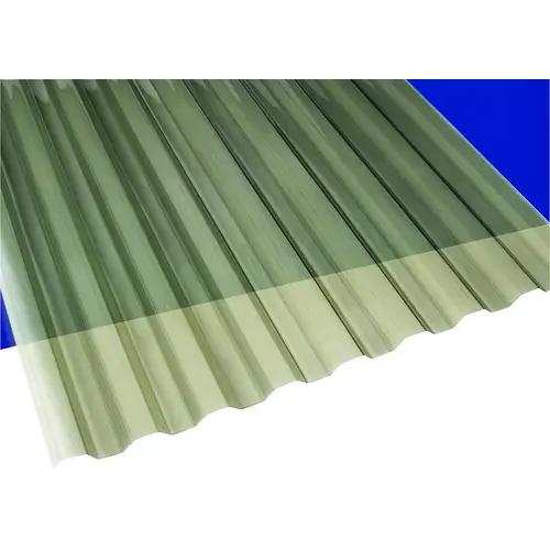 Corrugated Panel, 12 ft L, 26 in W, Greca 76 Profile, 0.032 in Thick Material, Polycarbonate, Gray Corrugated Panel, 12 ft L, 26 in W, Greca 76 Profile, 0.032 in Thick Material, Polycarbonate, Gray