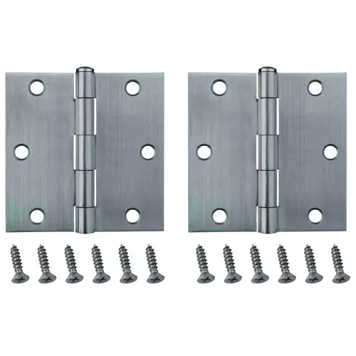 Square Corner Door Hinge, Steel, Brushed, Loose Pin, 180 deg Range of Motion Square Corner Door Hinge, Steel, Brushed, Loose Pin, 180 deg Range of Motion