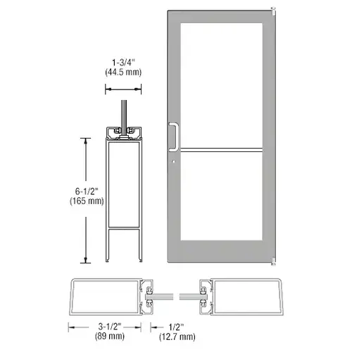 Clear Anodized 400 Series Medium Stile (RHR) HRSO Single 3'0 x 7'0 Offset Hung with Pivots for Surf Mount Closer Complete Door for 1" Glass with Standard MS Lock and Bottom Rail Clear Anodized 400 Series Medium Stile (RHR) HRSO Single 3'0 x 7'0 Offset Hung with Pivots for Surf Mount Closer Complete Door for 1" Glass with Standard MS Lock and Bottom Rail