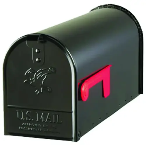 Elite Series E1100B00 Mailbox, 800 cu-in Capacity, Galvanized Steel, Powder-Coated, 6.9 in W, Black