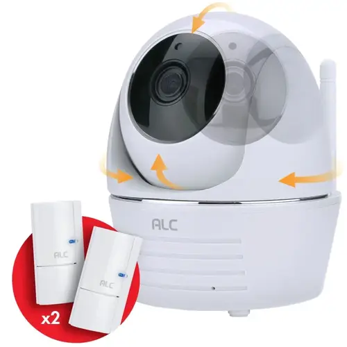Wi-Fi Security Camera, 90 deg View, 1080 pixel Resolution, Night Vision: 35 ft, White, Wall Mounting Wi-Fi Security Camera, 90 deg View, 1080 pixel Resolution, Night Vision: 35 ft, White, Wall Mounting