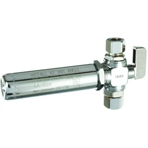 Hammer Arrester Valve, 3/8 x 3/8 in Connection, Female Compression x Compression x WHA Chrome