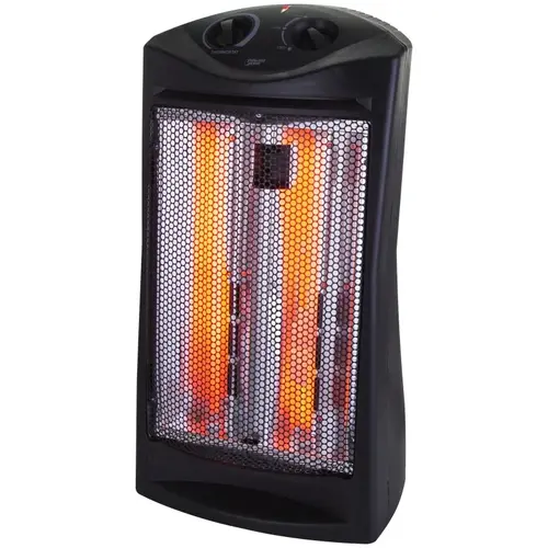 Infrared Quartz Tower Heater, 750/1500 W, Rotary Dial Control Black
