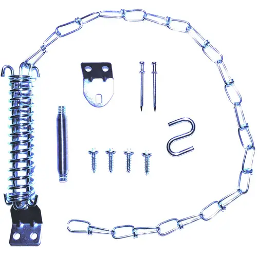 Door Stop Chain Kit, 15-1/2 in L, Steel, Zinc, Steel String and Chain Link Door Stop Chain Kit, 15-1/2 in L, Steel, Zinc, Steel String and Chain Link