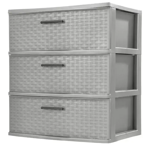 Weave Drawer Unit, 3-Drawer, Plastic, 21-7/8 in OAW, 24 in OAH, 15-7/8 in OAD Cement Weave Drawer Unit, 3-Drawer, Plastic, 21-7/8 in OAW, 24 in OAH, 15-7/8 in OAD Cement
