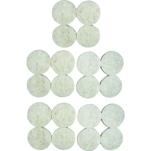 Furniture Pad, Felt Cloth, Beige, 3/4 in Dia, 3/16 in Thick, Round - pack of 20 Furniture Pad, Felt Cloth, Beige, 3/4 in Dia, 3/16 in Thick, Round - pack of 20