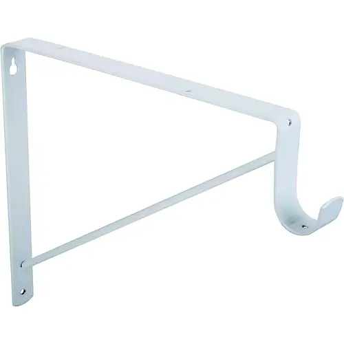 Heavy-Duty Shelf and Rod Bracket, 220 lb/Pair, 13 in L, 9-3/4 in H, Steel, White Heavy-Duty Shelf and Rod Bracket, 220 lb/Pair, 13 in L, 9-3/4 in H, Steel, White