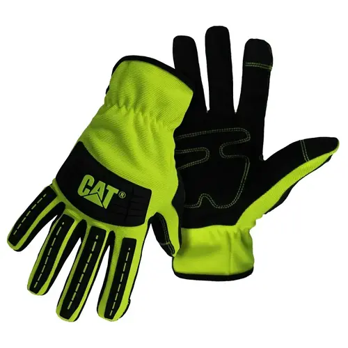 0122502X High-Visibility Utility Gloves, Men's, 2XL, Open Cuff, Spandex, Green Pair