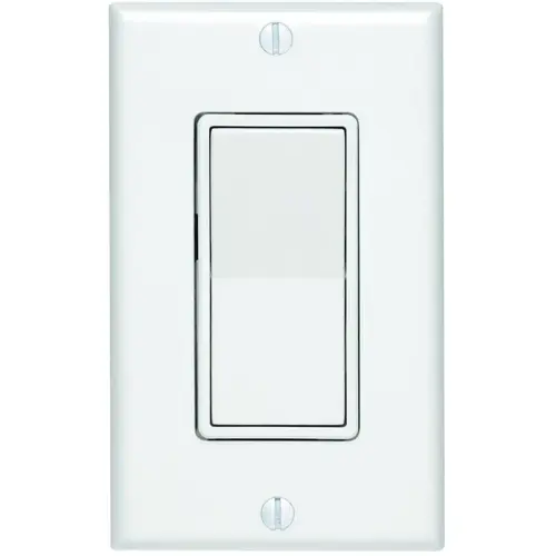 Rocker Switch with Wallplate, 15 A, 120/277 V, SPST, Lead Wire Terminal, White Rocker Switch with Wallplate, 15 A, 120/277 V, SPST, Lead Wire Terminal, White