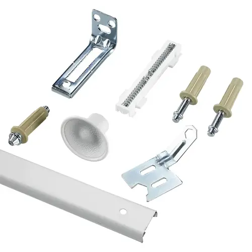 Bi-Fold Door Hardware Kit, 36 in L Track, Plastic/Steel, Beige/White/Zinc, Ceiling Mounting Bi-Fold Door Hardware Kit, 36 in L Track, Plastic/Steel, Beige/White/Zinc, Ceiling Mounting