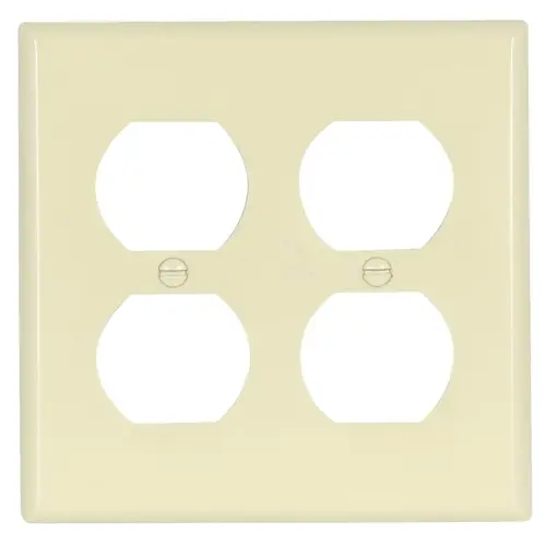 Receptacle Wallplate, 4-1/2 in L, 4-9/16 in W, 2 -Gang, Thermoset, Light Almond