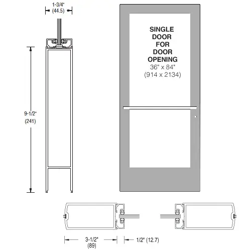 Clear Anodized 400 Series Medium Stile (LHR) HLSO Single 3'0 x 7'0 Center Hung for OHCC w/Standard Push Bars Complete ADA Door(s) with Lock Indicator, Cyl Guard Clear Anodized 400 Series Medium Stile (LHR) HLSO Single 3'0 x 7'0 Center Hung for OHCC w/Standard Push Bars Complete ADA Door(s) with Lock Indicator, Cyl Guard