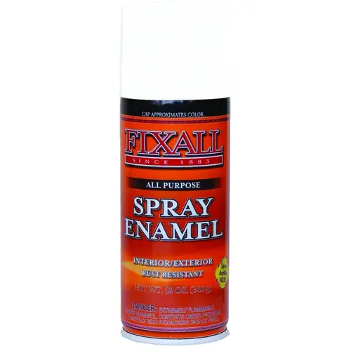 Enamel Spray Paint, Gloss, White, 12 oz, Aerosol Can