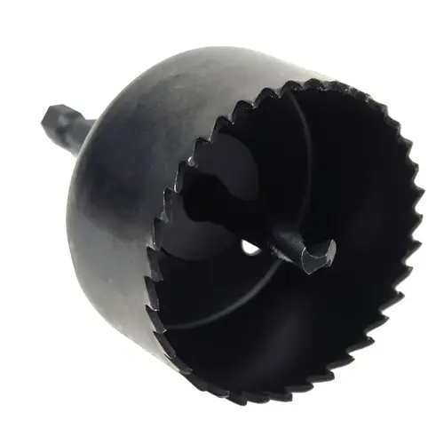 Hole Saw, 2-1/4 in Dia, 3/4 in D Cutting, 3 in Arbor, HCS Cutting Edge, 3 in Pilot Drill Black