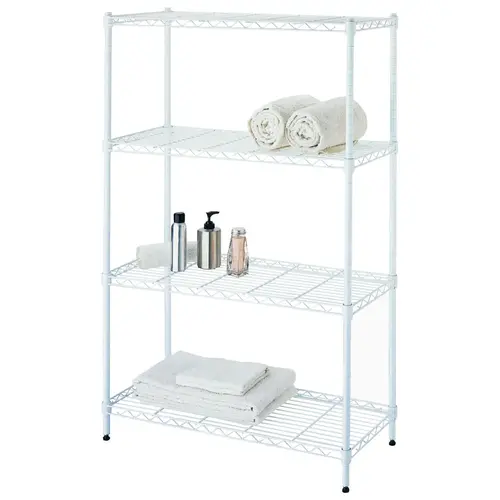 4-Tier Shelf Stacker, Each Shelf: 132 lb, 4-Tier Shelving-Level, 31 in W, Steel, White 4-Tier Shelf Stacker, Each Shelf: 132 lb, 4-Tier Shelving-Level, 31 in W, Steel, White