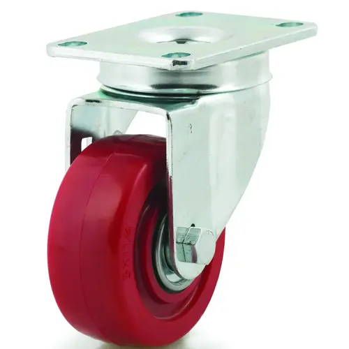 Swivel Caster, 3 in Dia Wheel, 1-1/4 in W Wheel, Polyurethane Wheel, Red, 240 lb Swivel Caster, 3 in Dia Wheel, 1-1/4 in W Wheel, Polyurethane Wheel, Red, 240 lb