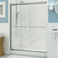 MAAX 135663-900-084 Aura Sliding Shower Door, Clear Glass, Tempered Glass, Semi Frame, 2-Panel, Glass, 1/4 in Glass