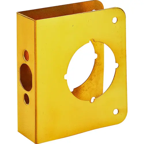 Door Reinforcer, 2-3/8 in Backset, 1-3/8 in Thick Door, Steel, Brass, 4-1/2 in H, 4 in W Door Reinforcer, 2-3/8 in Backset, 1-3/8 in Thick Door, Steel, Brass, 4-1/2 in H, 4 in W