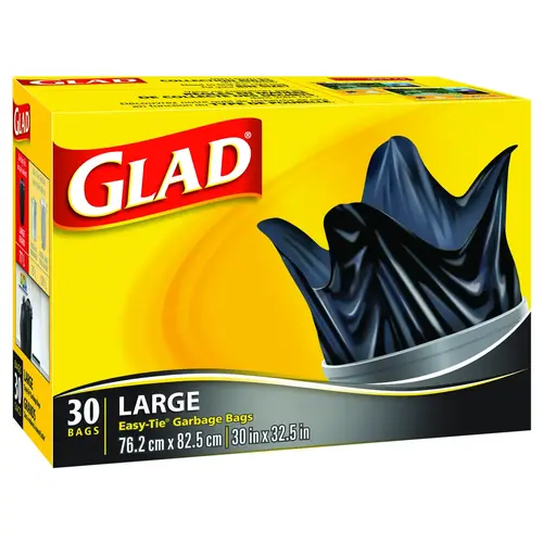 Easy-Tie Garbage Bag, L, Plastic, Black Easy-Tie Garbage Bag, L, Plastic, Black