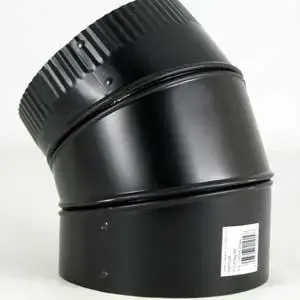 IMPERIAL BM0008 Stove Pipe Elbow, 45 deg Angle, 6 in, 24 Gauge, Steel, Black, Matte