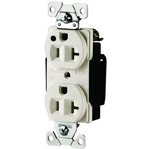 Duplex Receptacle, 2 -Pole, 20 A, 125 V, Back, Side Wiring, NEMA: 5-20R, White Duplex Receptacle, 2 -Pole, 20 A, 125 V, Back, Side Wiring, NEMA: 5-20R, White