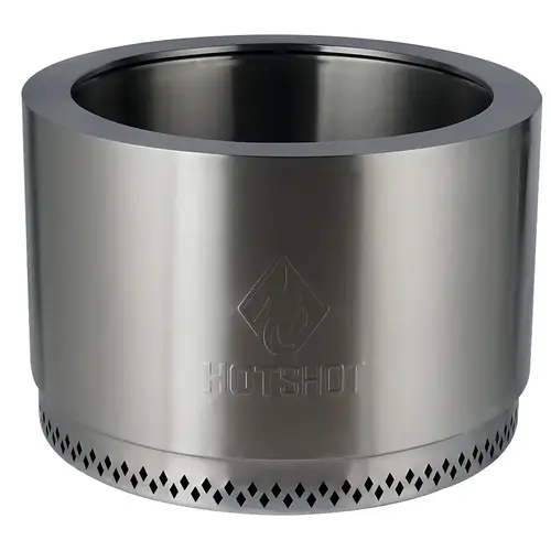 Fire Pit, 25 in OAW, 25 in OAD, 17 in OAH, Cylinder, Manual Ignition Ignition, Stainless Steel