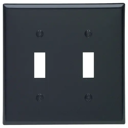 Non-Metallic Wallplate, 4-1/2 in L, 2-3/4 in W, 2 -Gang, Nylon, Black, Smooth