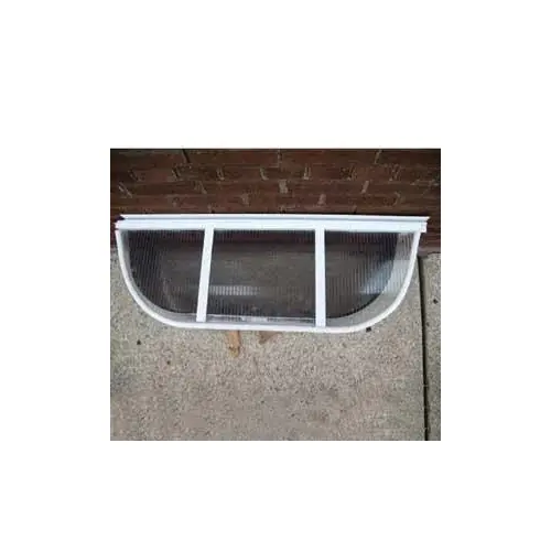 Window Well Cover, 58 in L, 14 in W, Aluminum/Polycarbonate, Clear/White