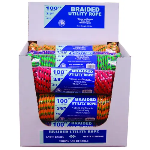 Utility Rope Display, 3/8 in Dia, 100 ft L, Polypropylene - pack of 15 Utility Rope Display, 3/8 in Dia, 100 ft L, Polypropylene - pack of 15