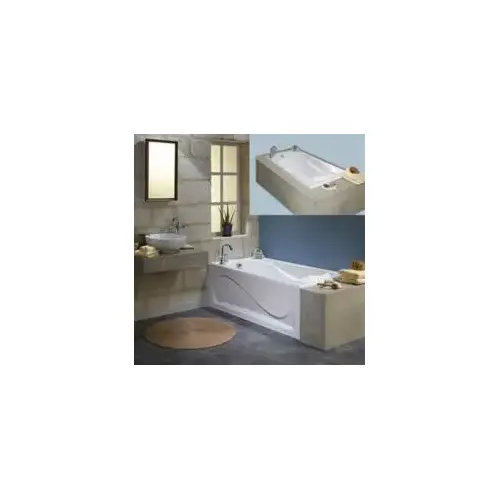 Bathtub, 40 to 52 gal Capacity, 59-7/8 in L, 31-7/8 in W, 20-1/2 in H, Drop-In Installation White