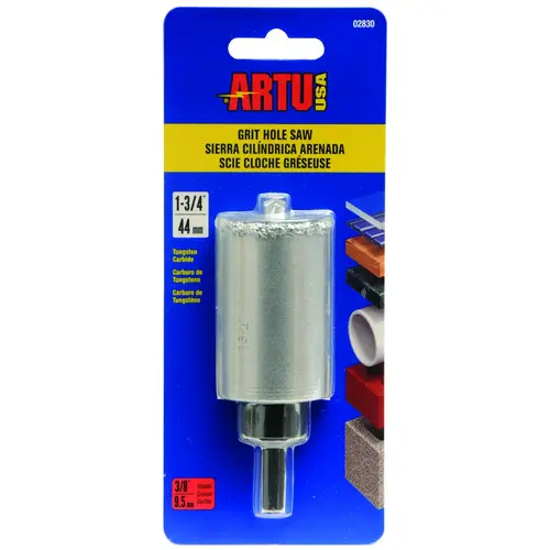 Hole Saw, 1-3/4 in Dia, 2-1/4 in D Cutting, 5/8-18 Arbor, Tungsten Carbide Cutting Edge Hole Saw, 1-3/4 in Dia, 2-1/4 in D Cutting, 5/8-18 Arbor, Tungsten Carbide Cutting Edge