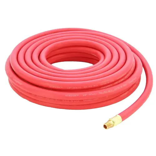 Air Hose, 3/8 in ID, 50 ft L, MNPT, 250 psi Pressure, EPDM Rubber, Red Air Hose, 3/8 in ID, 50 ft L, MNPT, 250 psi Pressure, EPDM Rubber, Red