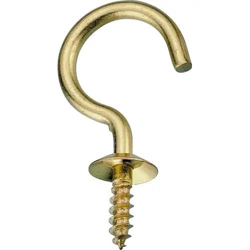 Cup Hook, 5/16 in Opening, 3 mm Thread, 1-1/8 in L, Brass, Brass Gold - pack of 5 Cup Hook, 5/16 in Opening, 3 mm Thread, 1-1/8 in L, Brass, Brass Gold - pack of 5