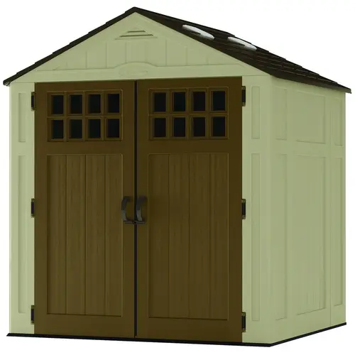 Modernist BMS6580 Storage Shed, 200 cu-ft Capacity, 6 ft 2-1/2 in W, 5 ft 8-1/4 in D, 7 ft 5-3/4 in H Black/Peppercorn