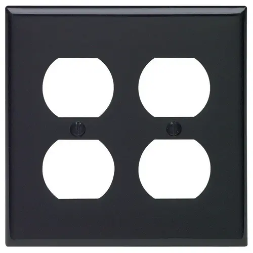 80716-E Receptacle Wallplate, 4-1/2 in L, 4-9/16 in W, 2 -Gang, Thermoplastic Nylon, Black, Smooth 80716-E Receptacle Wallplate, 4-1/2 in L, 4-9/16 in W, 2 -Gang, Thermoplastic Nylon, Black, Smooth