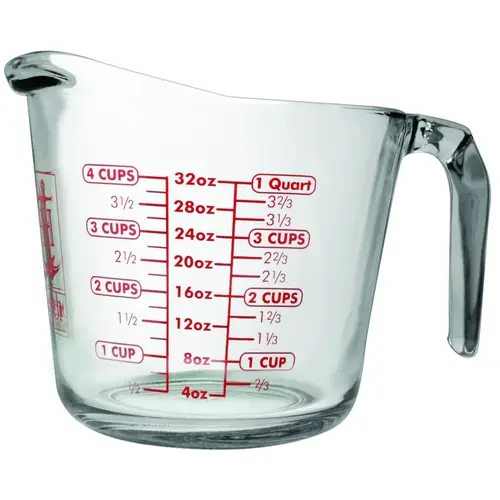551780L13 Measuring Cup, 1 qt Capacity, Glass, Clear