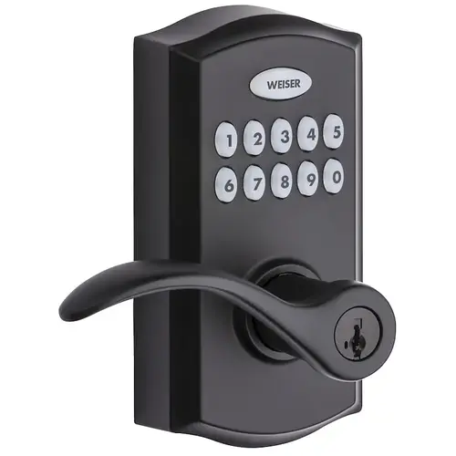 SmartCode 10 Series Electronic Lock, Grade 2 Grade, Keyed Key, Metal, Matte Black, Commercial
