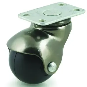 DH CASTERS C-H15P2AB Swivel Ball Caster, 1-1/2 in Dia Wheel, Rubber Wheel, 90 lb Antique Brass